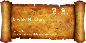 Novák Miklós névjegykártya